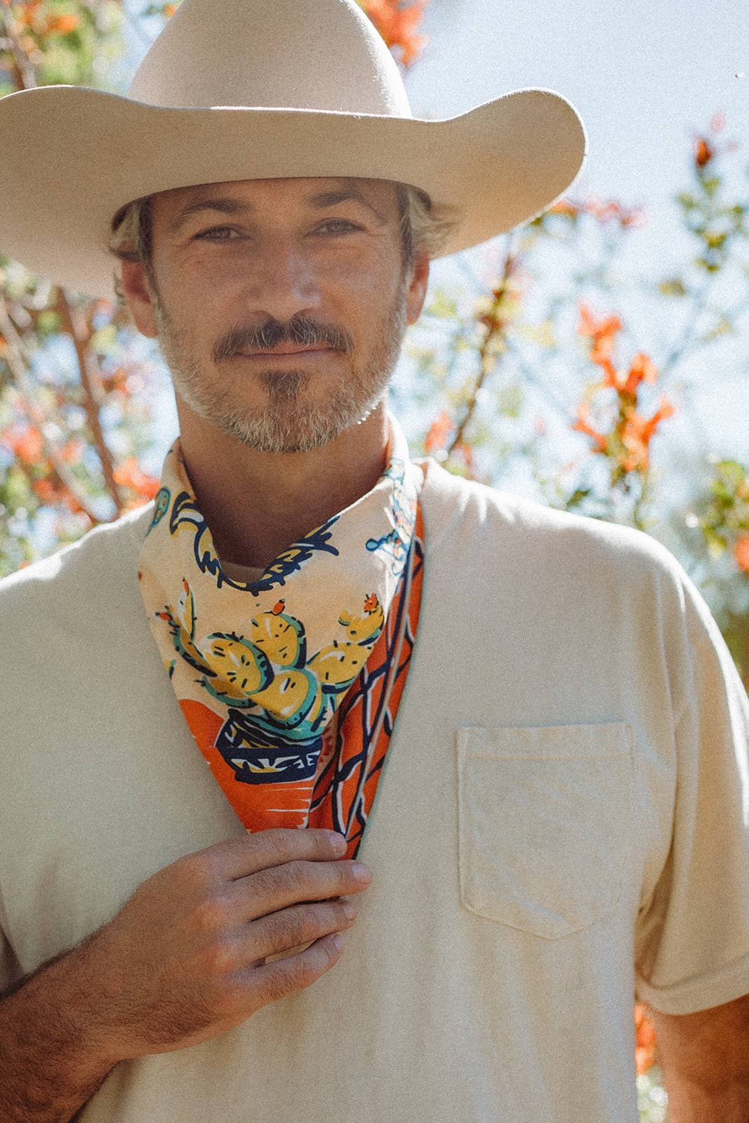 The Desert Sun Bandana by Bandits Bandanas features original artwork by Michael Matheson (Metal Teepee) and is made from Fair Trade Certified, 100% organic cotton. Soft, breathable, and versatile, this 21" × 21" bandana is perfect for hair, neck, or bag styling. Each purchase gives back, with 10% of proceeds supporting the International Rescue Committee, making it a meaningful, artist-driven accessory designed to be lived in.