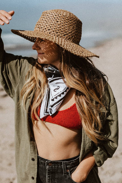 The Freedom Is… Bandana by Bandits Bandanas features original artwork by Francesco Colombo (IVO Works) and is crafted from GOTS-certified, sustainably sourced organic cotton. Fair Trade Certified and ultra-soft, this 21" × 21" bandana is designed for everyday wear—styled at the neck, in the hair, or tied to a favorite bag. Each purchase gives back, with 10% of proceeds supporting Greenpeace, making it a meaningful, artist-driven accessory designed to be lived in.