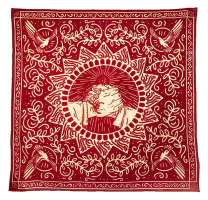 The Good Fight Bandana by Bandits Bandanas features original artwork by Estudio Miopia and is crafted from GOTS-certified, sustainably sourced organic cotton. Fair Trade Certified and ultra-soft, this 21" × 21" bandana is designed for everyday wear—styled at the neck, in the hair, or tied to a favorite bag. Each purchase gives back, with 10% of proceeds supporting Instituto Luisa Mell, making it a meaningful, artist-driven accessory with heart.