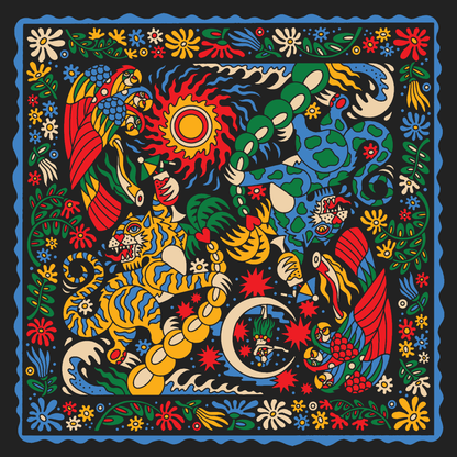 The Tropic Like It’s Hot Bandana by Bandits Bandanas features original artwork by Joshua Noom and is crafted from GOTS-certified, Fair Trade Certified organic cotton. Soft, breathable, and easy to style, this 21" × 21" bandana is perfect for everyday wear—at the neck, in the hair, or tied to a favorite bag. Each purchase gives back, with 10% of proceeds supporting American Red Cross Hurricane Relief, making it a vibrant, artist-driven accessory with meaningful impact.
