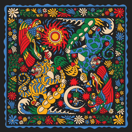 The Tropic Like It’s Hot Bandana by Bandits Bandanas features original artwork by Joshua Noom and is crafted from GOTS-certified, Fair Trade Certified organic cotton. Soft, breathable, and easy to style, this 21" × 21" bandana is perfect for everyday wear—at the neck, in the hair, or tied to a favorite bag. Each purchase gives back, with 10% of proceeds supporting American Red Cross Hurricane Relief, making it a vibrant, artist-driven accessory with meaningful impact.