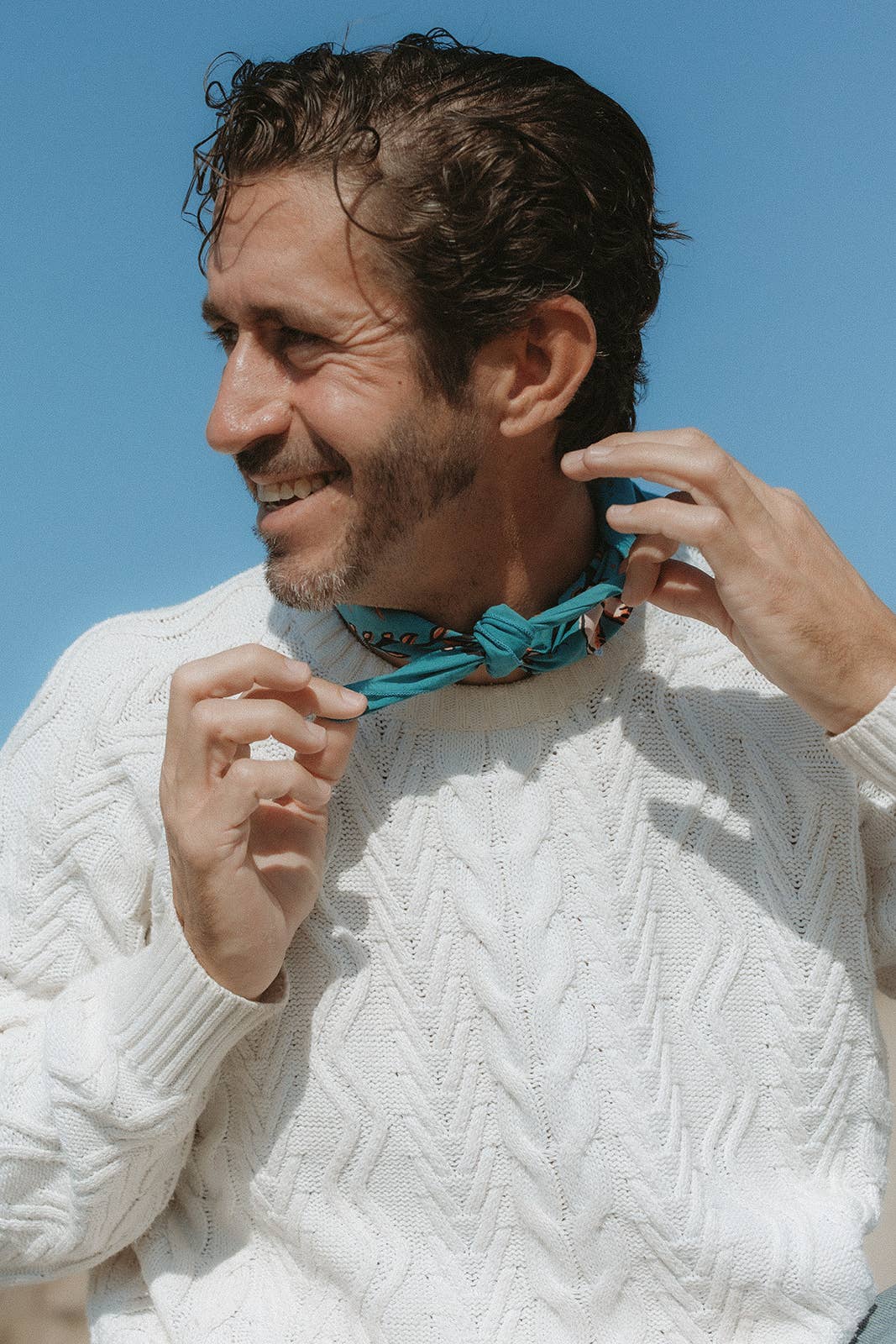 The Volcano and Sea Bandana by Bandits Bandanas features original artwork by Indonesian artist Fahrenno Asnawan. Made from Fair Trade Certified, 100% organic cotton, this soft, artist-designed bandana is perfect for styling at the neck, in the hair, or on a favorite bag. Each purchase gives back, with 10% of proceeds supporting Wahli Indonesia, making it a meaningful accessory rooted in art, ethics, and everyday wear.