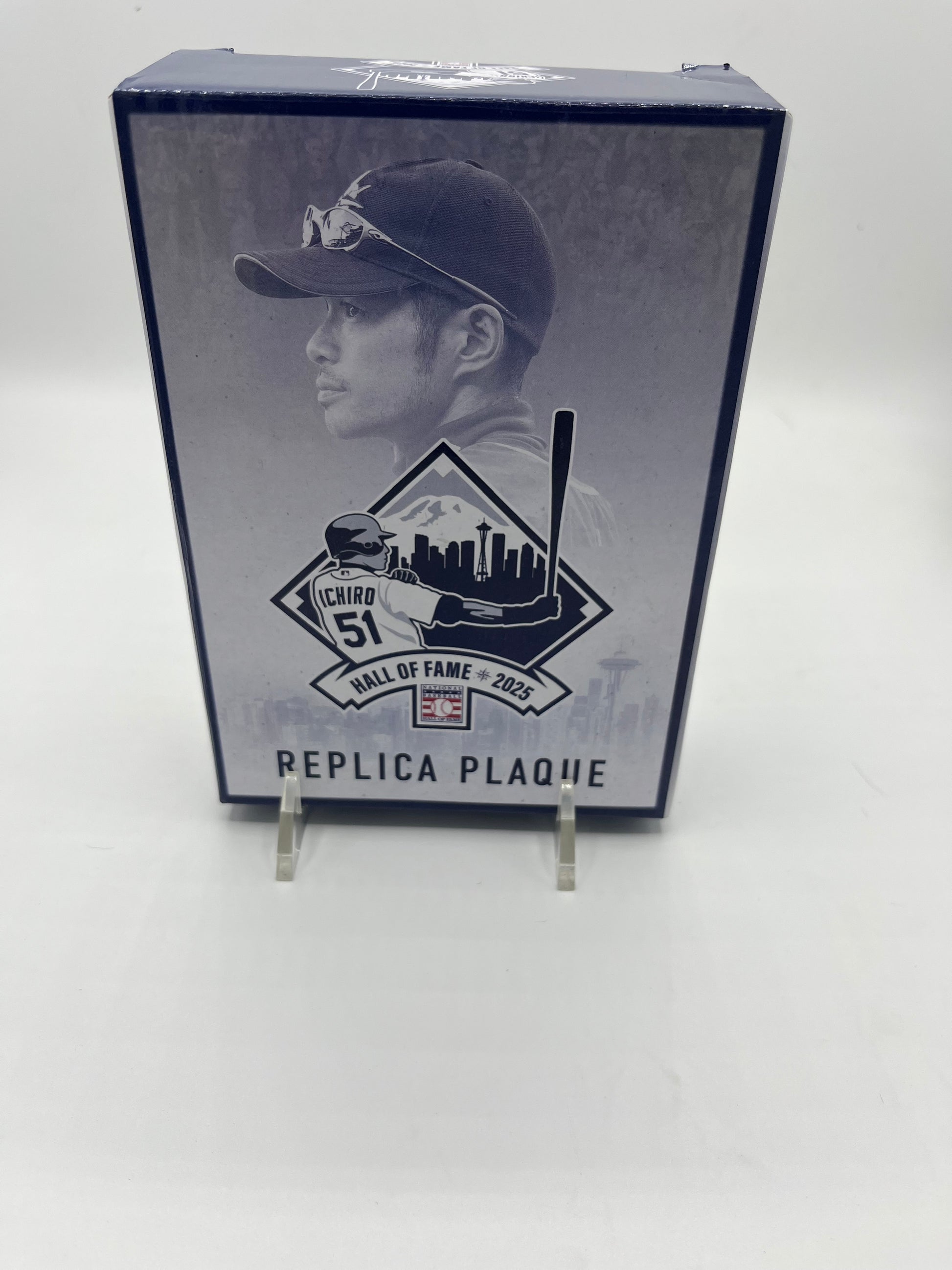 Ichiro Suzuki Hall of Fame 2025 replica plaque with a classic bronze-look finish, produced by BDA Sports for Seattle Mariners fans and collectors.