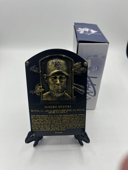 Ichiro Suzuki Hall of Fame 2025 replica plaque with a classic bronze-look finish, produced by BDA Sports for Seattle Mariners fans and collectors.