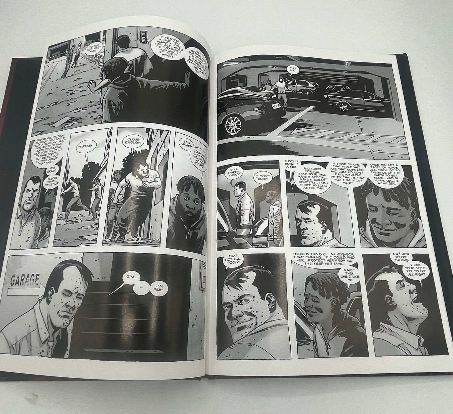 Preowned Like New hardcover edition of The Walking Dead: Here’s Negan! by Robert Kirkman with art by Charlie Adlard (Image Comics). This collectible graphic novel explores Negan’s backstory and is perfect for fans of The Walking Dead comics, horror graphic novels, and character-driven origin stories.