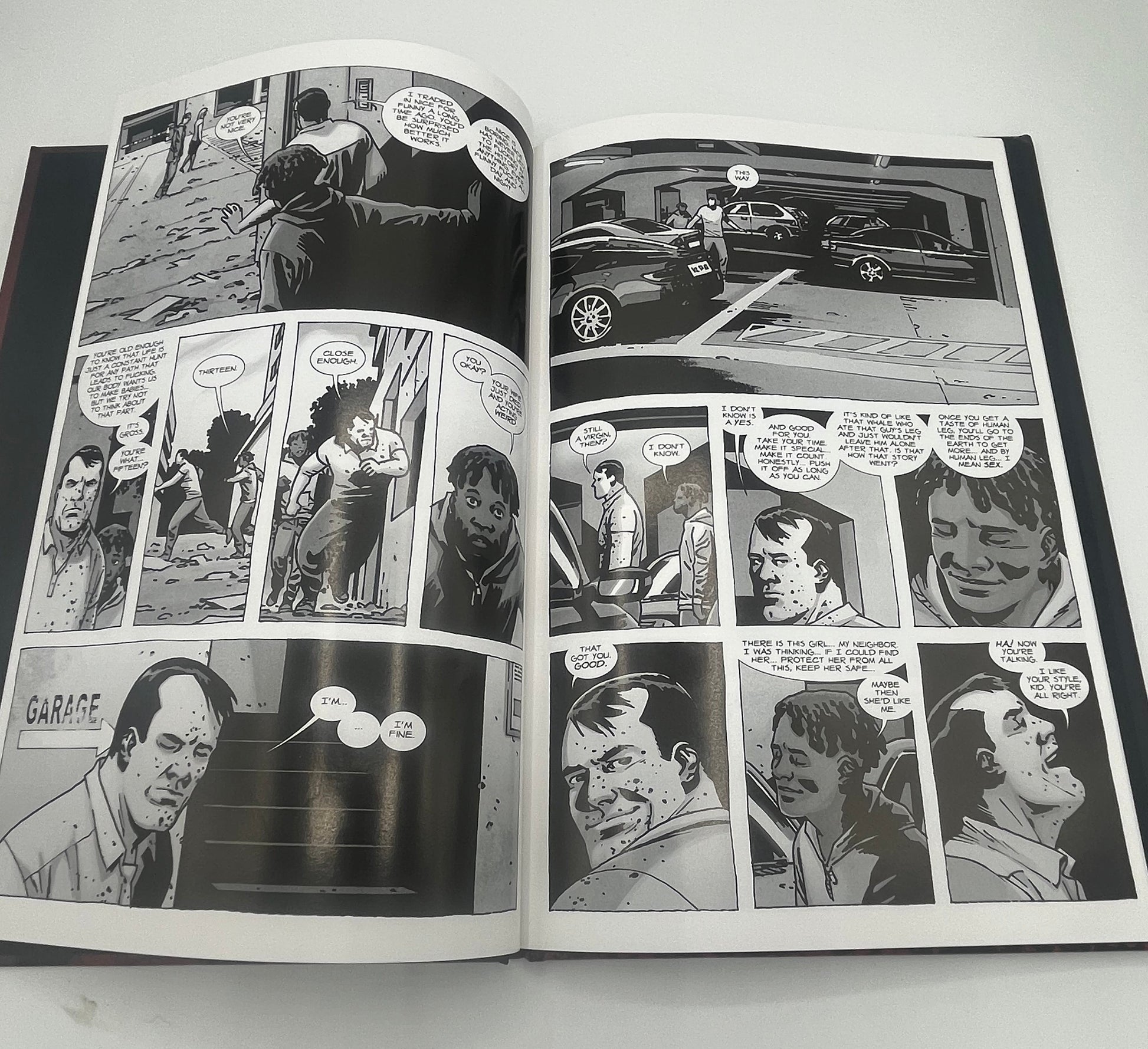 Preowned Like New hardcover edition of The Walking Dead: Here’s Negan! by Robert Kirkman with art by Charlie Adlard (Image Comics). This collectible graphic novel explores Negan’s backstory and is perfect for fans of The Walking Dead comics, horror graphic novels, and character-driven origin stories.