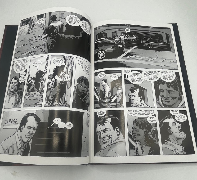 Preowned Like New hardcover edition of The Walking Dead: Here’s Negan! by Robert Kirkman with art by Charlie Adlard (Image Comics). This collectible graphic novel explores Negan’s backstory and is perfect for fans of The Walking Dead comics, horror graphic novels, and character-driven origin stories.