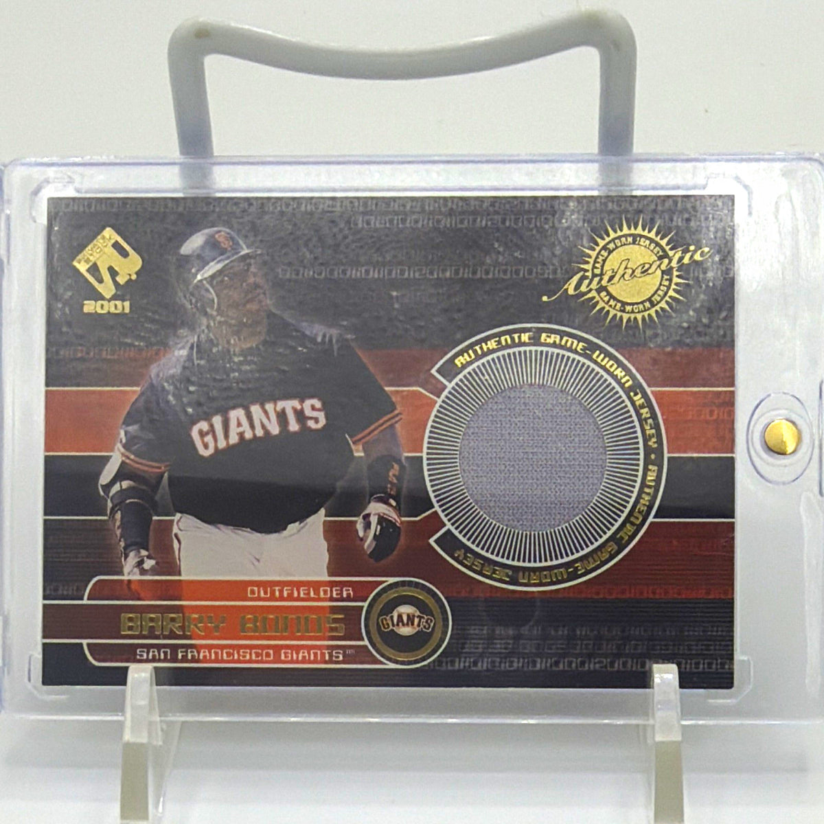 Pacific 2001 Private Stock Authentic Barry Bonds Giants game worn Jersey relic