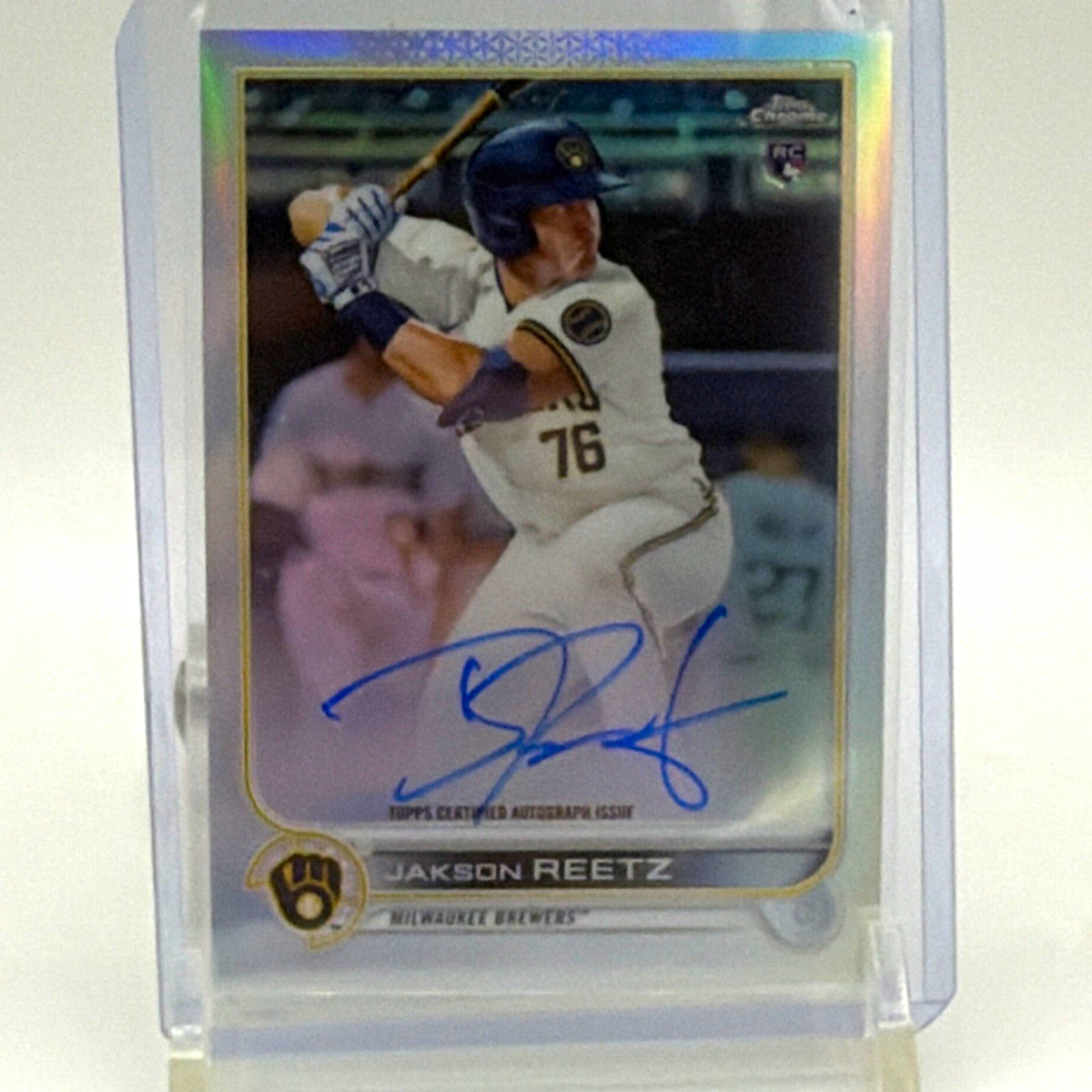 Topps 2022 Chrome Jakson Reetz RC Auto Refractor #044/499 RA-JRE Brewers