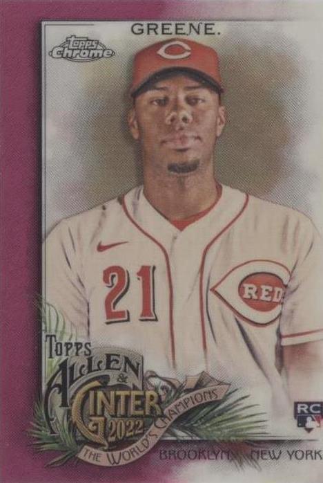 Topps 2022 Allen & Ginter Chrome Hunter Greene #209 (RC) Reds Magenta /199