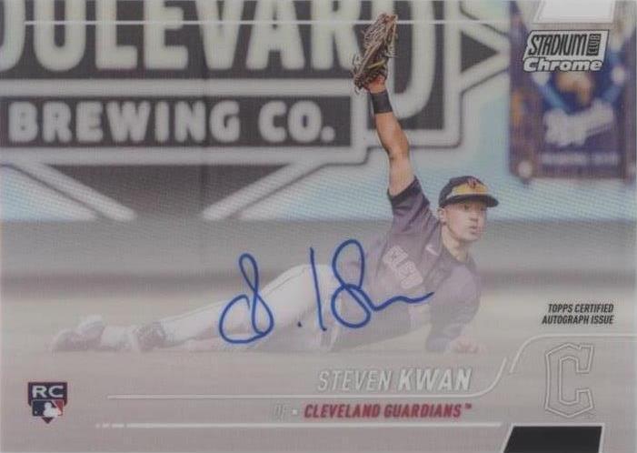 Topps 2022 Stadium Club Chrome Steven Kwan RC Auto #SCCUA-SK Autographs