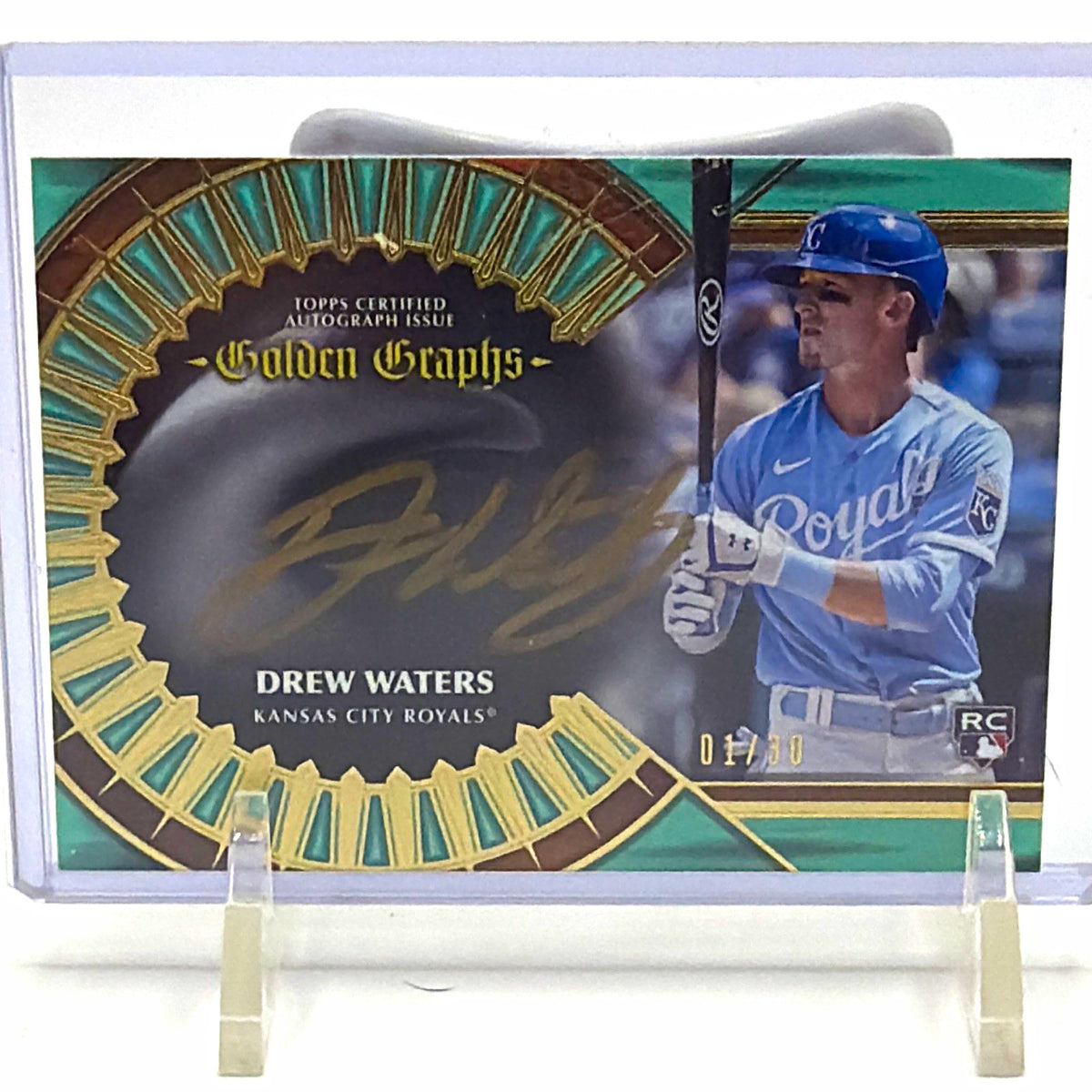 Topps 2023 Five Star Golden Graphs Gold Drew Waters Auto RC Royals #GG-DW 01/30