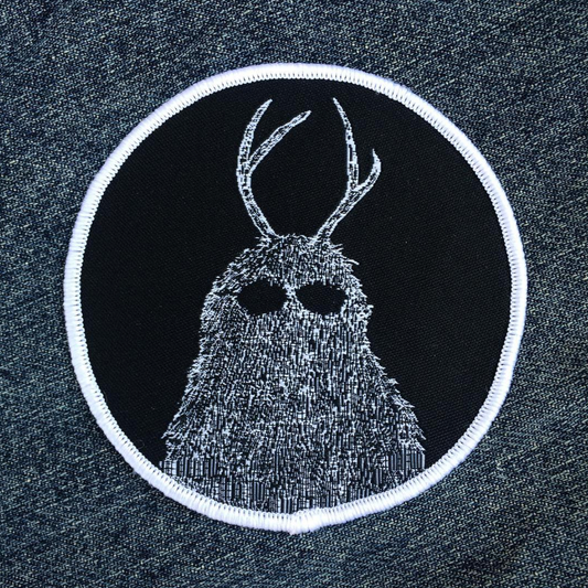 Salted Teeth patch, Christopher Payne art, antlered creature patch, woven patch iron-on, dark nature patch, cryptid aesthetic patch, indie artist patch, limited edition woven patch, gothic woodland patch, jacket patch, small batch artist goods, forest creature patch
