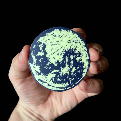 Salted Teeth sticker, glow in the dark moon sticker, crescent moon vinyl sticker, Christopher Payne art, celestial vinyl decal, dark nature illustration, witchy aesthetic sticker, glow vinyl sticker, weatherproof moon sticker, small batch artist sticker, gothic celestial sticker