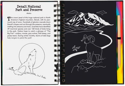 national parks scratch book, kids travel activity book, scratch art for kids, learn about US landmarks, hands-on national parks guide, educational art book, national parks for young explorers, scratch and sketch USA, interactive national park book, creative kids gift, junior ranger activities, adventure art book for kids, tracing book with stylus, national park craft book