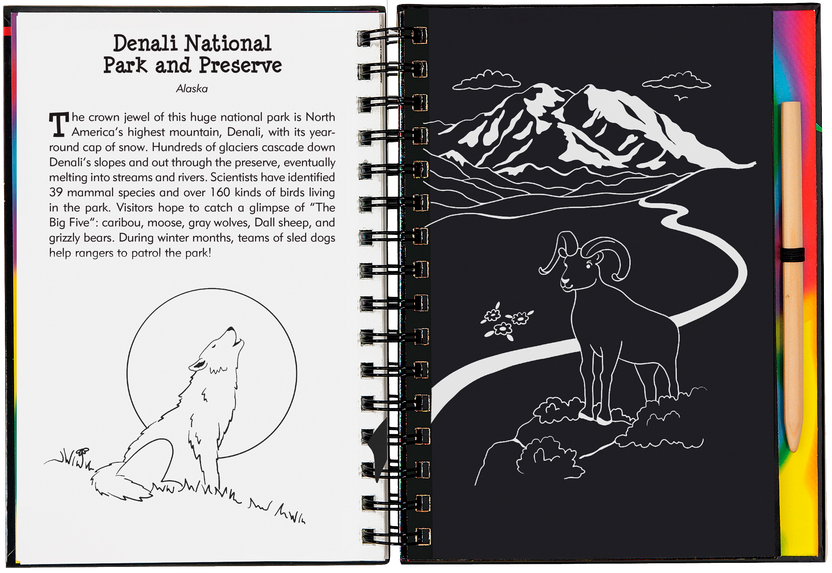 national parks scratch book, kids travel activity book, scratch art for kids, learn about US landmarks, hands-on national parks guide, educational art book, national parks for young explorers, scratch and sketch USA, interactive national park book, creative kids gift, junior ranger activities, adventure art book for kids, tracing book with stylus, national park craft book