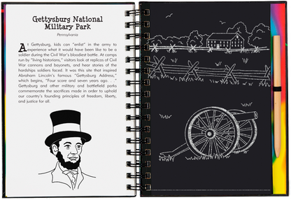 national parks scratch book, kids travel activity book, scratch art for kids, learn about US landmarks, hands-on national parks guide, educational art book, national parks for young explorers, scratch and sketch USA, interactive national park book, creative kids gift, junior ranger activities, adventure art book for kids, tracing book with stylus, national park craft book