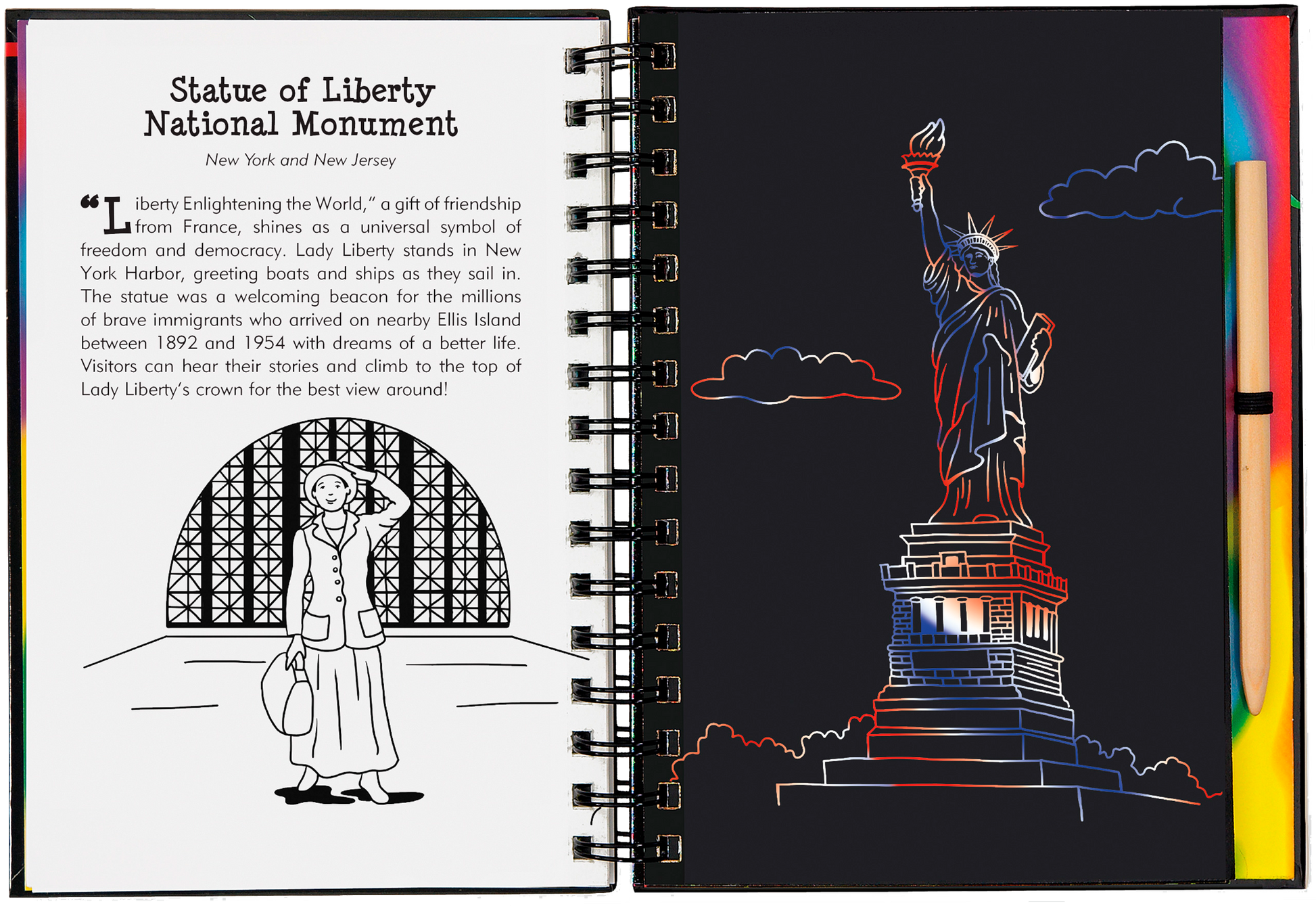 national parks scratch book, kids travel activity book, scratch art for kids, learn about US landmarks, hands-on national parks guide, educational art book, national parks for young explorers, scratch and sketch USA, interactive national park book, creative kids gift, junior ranger activities, adventure art book for kids, tracing book with stylus, national park craft book