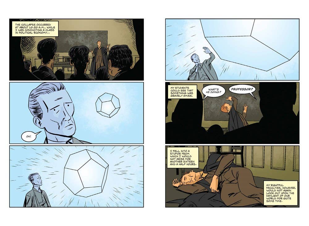 Shadow Out of Time graphic novel, H.P. Lovecraft comic adaptation, INJ Culbard illustrated Lovecraft, cosmic horror graphic novel, Great Race of Yith story, Microcosm Publishing book, science fiction horror comic, eldritch graphic novel adaptation, Astounding Stories Lovecraft, Rogue & Rye graphic novels.