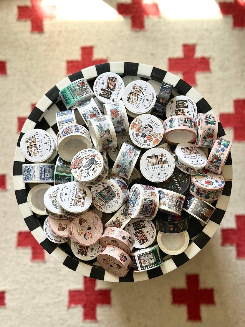 Dark Library Stamp Washi Tape with Shelley Couvillion stationery