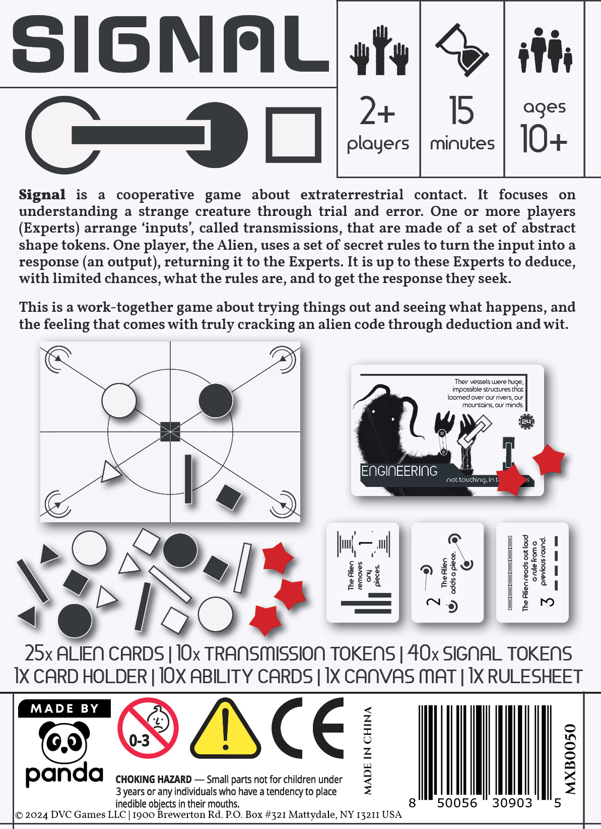 Signal board game, Signal game, cooperative deduction game, communication game, logic puzzle board game, cooperative logic game, alien communication board game, hidden rules deduction game, pattern deduction game, black and white pieces game, cooperative puzzle game for adults, quick cooperative game 15 minutes, 2 player cooperative game, party size cooperative game 2 or more players, game night logic challenge, teamwork deduction board game, family logic board game age 10+, unique indie tabletop game, sci 