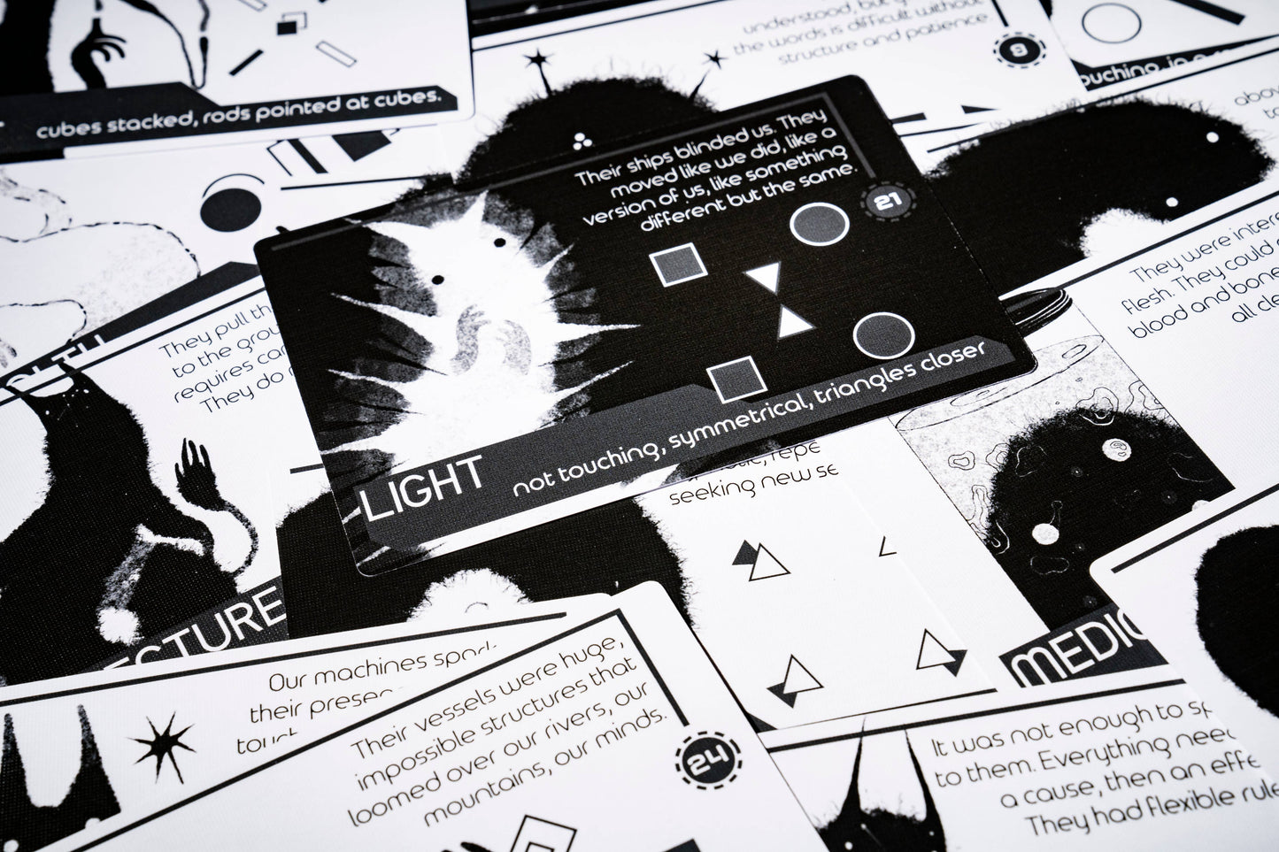 Signal board game, Signal game, cooperative deduction game, communication game, logic puzzle board game, cooperative logic game, alien communication board game, hidden rules deduction game, pattern deduction game, black and white pieces game, cooperative puzzle game for adults, quick cooperative game 15 minutes, 2 player cooperative game, party size cooperative game 2 or more players, game night logic challenge, teamwork deduction board game, family logic board game age 10+, unique indie tabletop game, sci 