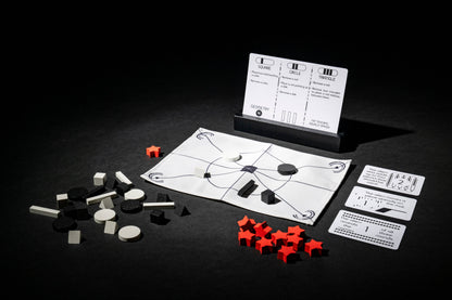 Signal board game, Signal game, cooperative deduction game, communication game, logic puzzle board game, cooperative logic game, alien communication board game, hidden rules deduction game, pattern deduction game, black and white pieces game, cooperative puzzle game for adults, quick cooperative game 15 minutes, 2 player cooperative game, party size cooperative game 2 or more players, game night logic challenge, teamwork deduction board game, family logic board game age 10+, unique indie tabletop game, sci 