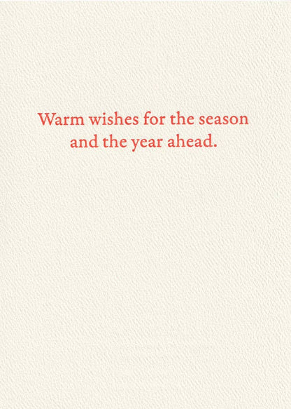 Saturn Press card, holiday letterpress card, snow birds, ski, skiing, greeting card, Season’s Greetings card, deckle edge stationery, handmade letterpress holiday card, winter scene card, printed holiday card with message, artisanal Christmas card, premium holiday stationery, festive bird card, nature-inspired holiday card warm wishes