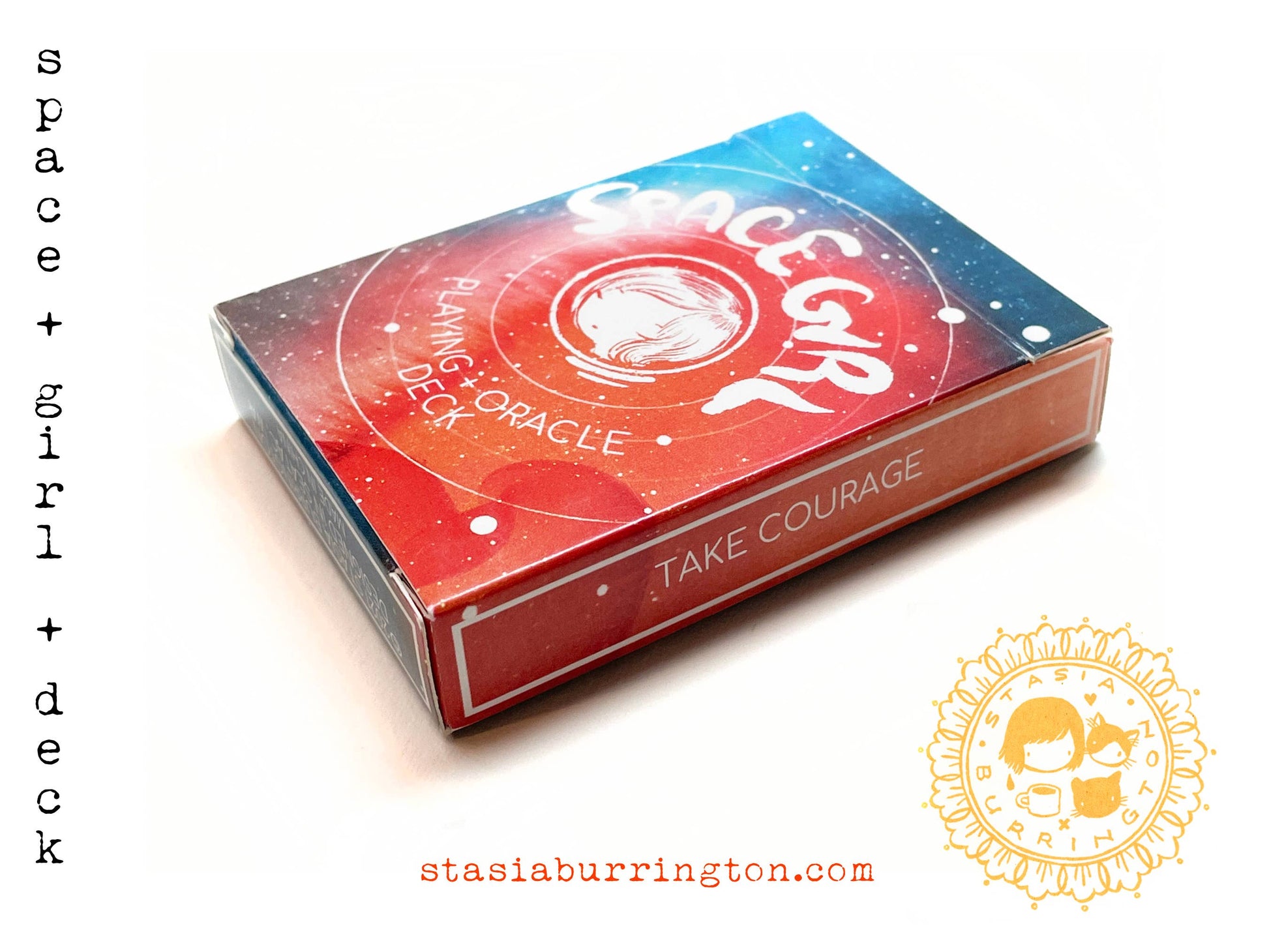 Space Girl playing cards, sci-fi oracle deck, femme astronaut card deck, cosmic divination cards, watercolor space deck, space-themed poker cards, futuristic tarot alternative, space girl oracle, 54-card sci-fi deck, space explorer gift