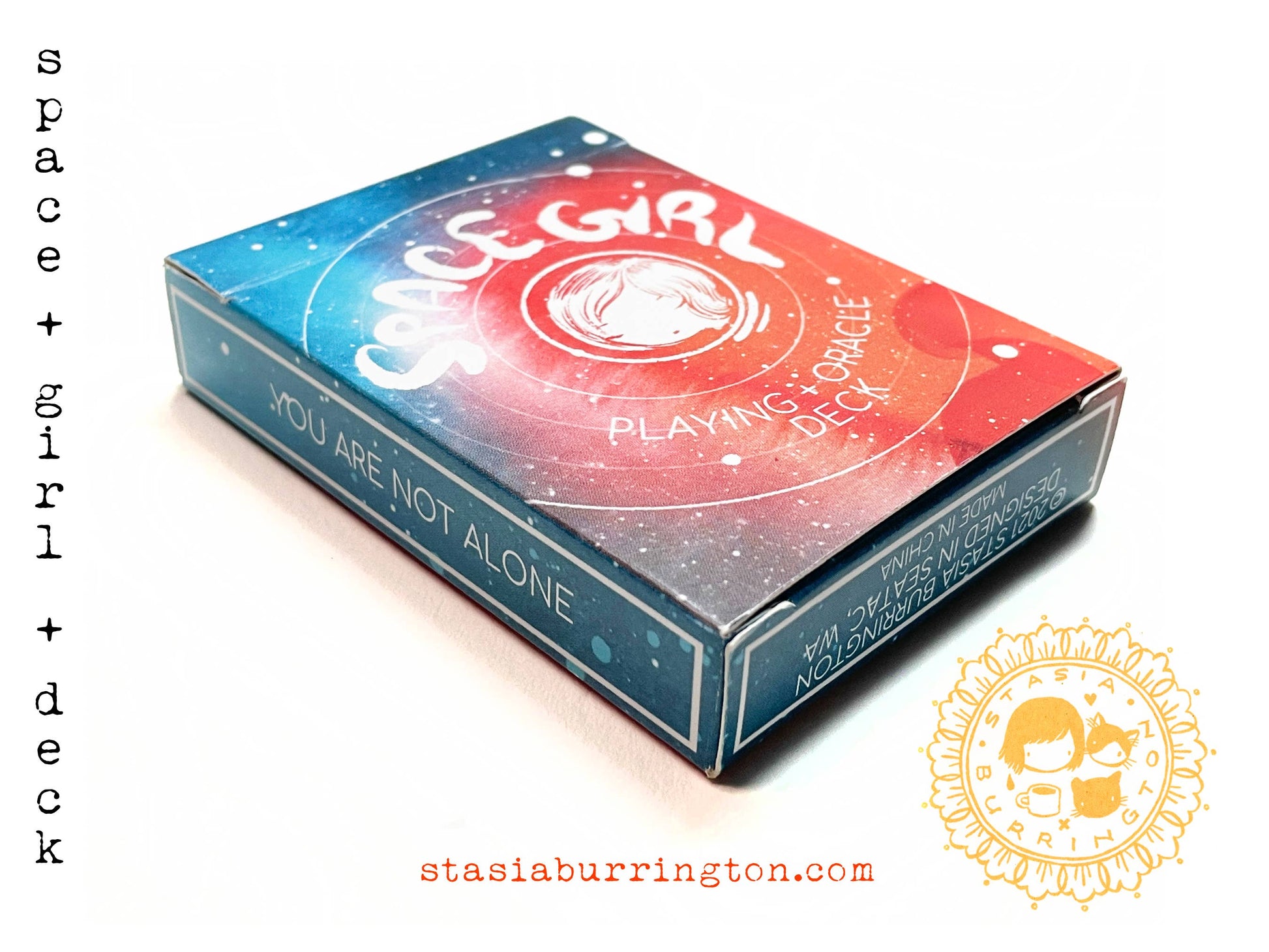 Space Girl playing cards, sci-fi oracle deck, femme astronaut card deck, cosmic divination cards, watercolor space deck, space-themed poker cards, futuristic tarot alternative, space girl oracle, 54-card sci-fi deck, space explorer gift