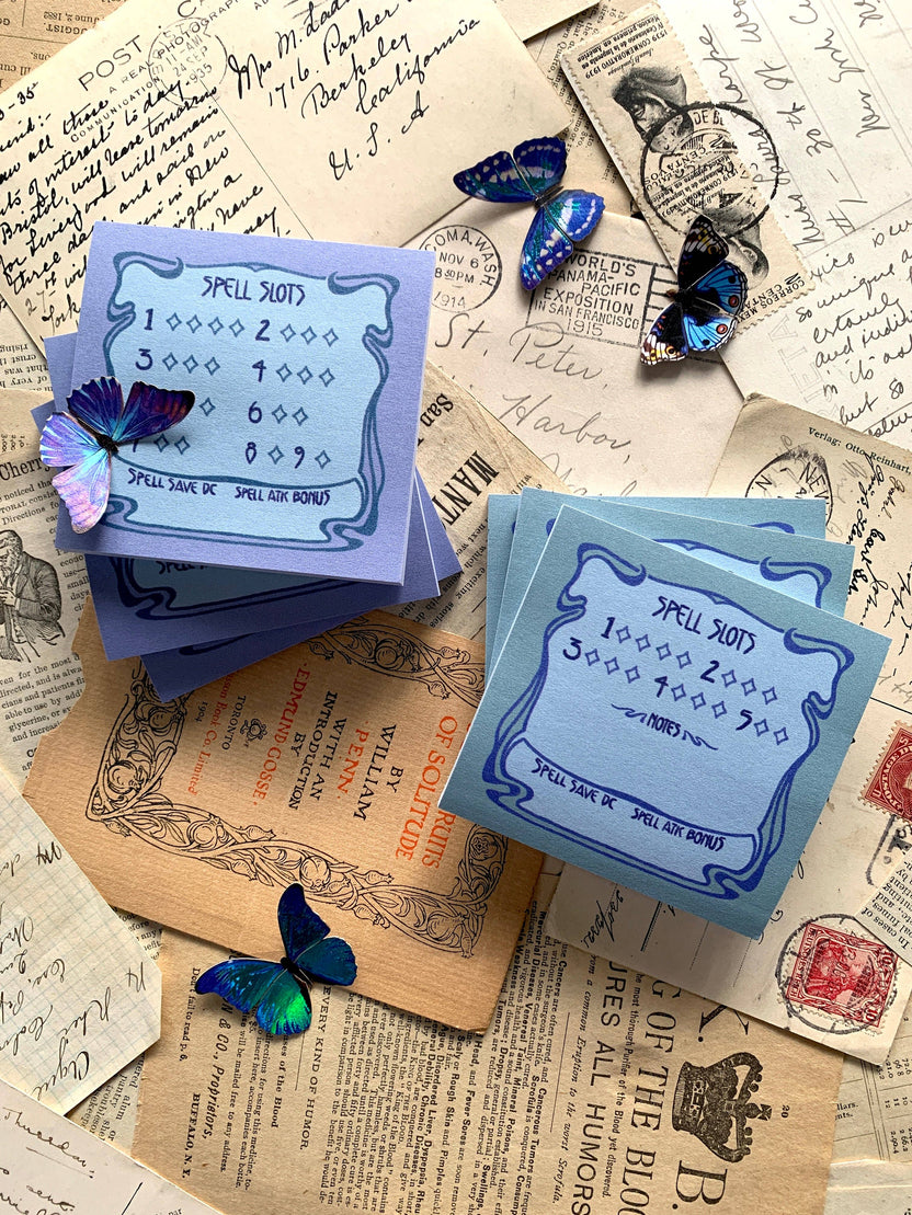 spell slot tracker, DnD spell slot sticky note, Dungeons and Dragons caster tool, D&D spell tracking notepad, tabletop RPG accessories, magic user spell tracker, full caster spell slots pad, DnD stationary, reusable spell slot tracker, purple border sticky note for DnD