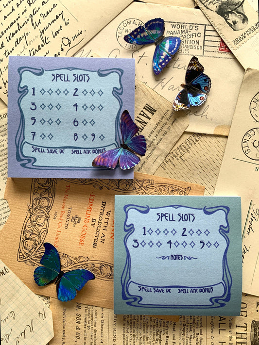 spell slot tracker, DnD spell slot sticky note, Dungeons and Dragons caster tool, D&D spell tracking notepad, tabletop RPG accessories, magic user spell tracker, full caster spell slots pad, DnD stationary, reusable spell slot tracker, purple border sticky note for DnD