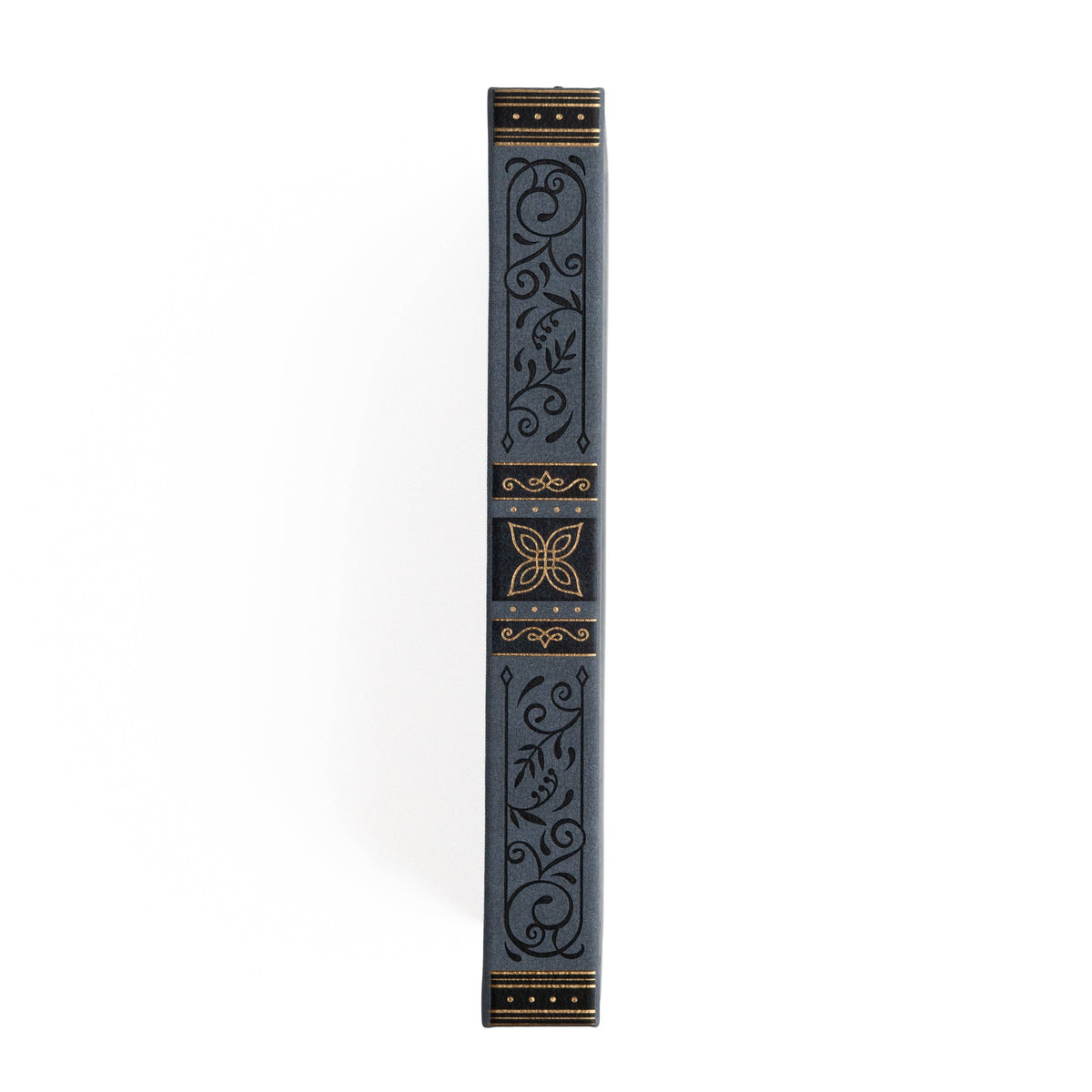 Ornately decorated spine of Archer and Olive Storybook Navy notebook