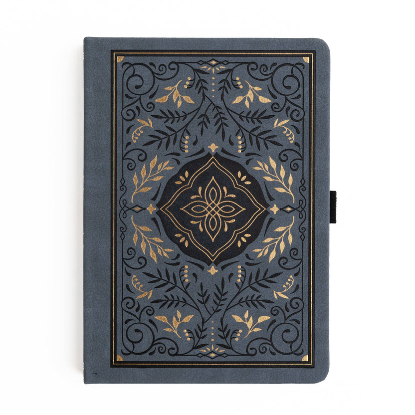 Storybook Navy notebook with vintage book-inspired gold and black detailing