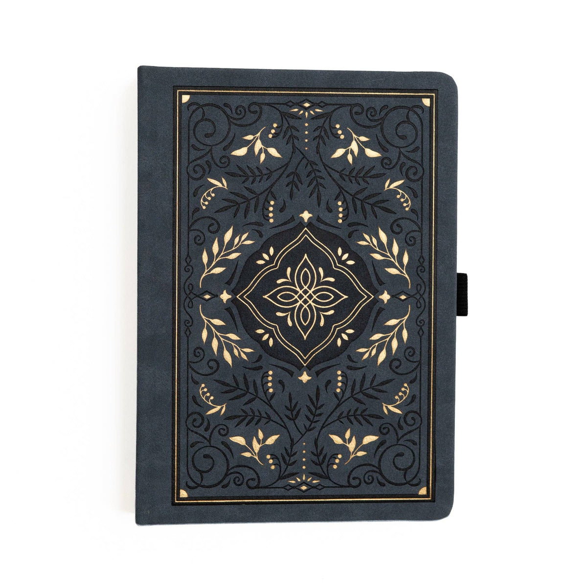 Gold decorative detailing on navy Archer and Olive Storybook notebook