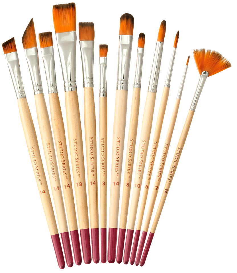 artist paintbrush set, professional paintbrush set, watercolor brushes, acrylic paintbrushes, mixed media art supplies, studio series brush set, paintbrush kit for beginners, fine detail art brushes, broad wash brushes, fan brush, angled shader, flat rake brush, dagger brush, versatile paintbrush set, painting tools for artists
