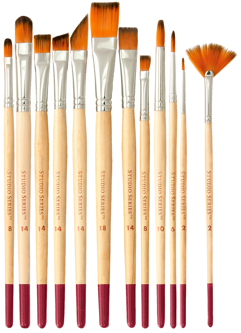 artist paintbrush set, professional paintbrush set, watercolor brushes, acrylic paintbrushes, mixed media art supplies, studio series brush set, paintbrush kit for beginners, fine detail art brushes, broad wash brushes, fan brush, angled shader, flat rake brush, dagger brush, versatile paintbrush set, painting tools for artists