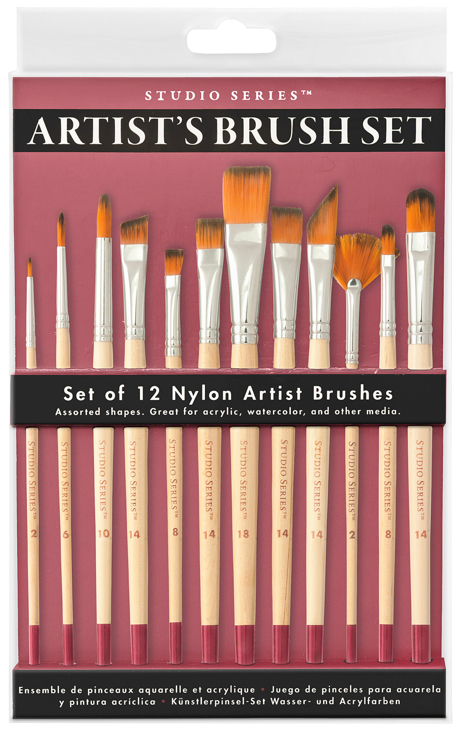 artist paintbrush set, professional paintbrush set, watercolor brushes, acrylic paintbrushes, mixed media art supplies, studio series brush set, paintbrush kit for beginners, fine detail art brushes, broad wash brushes, fan brush, angled shader, flat rake brush, dagger brush, versatile paintbrush set, painting tools for artists