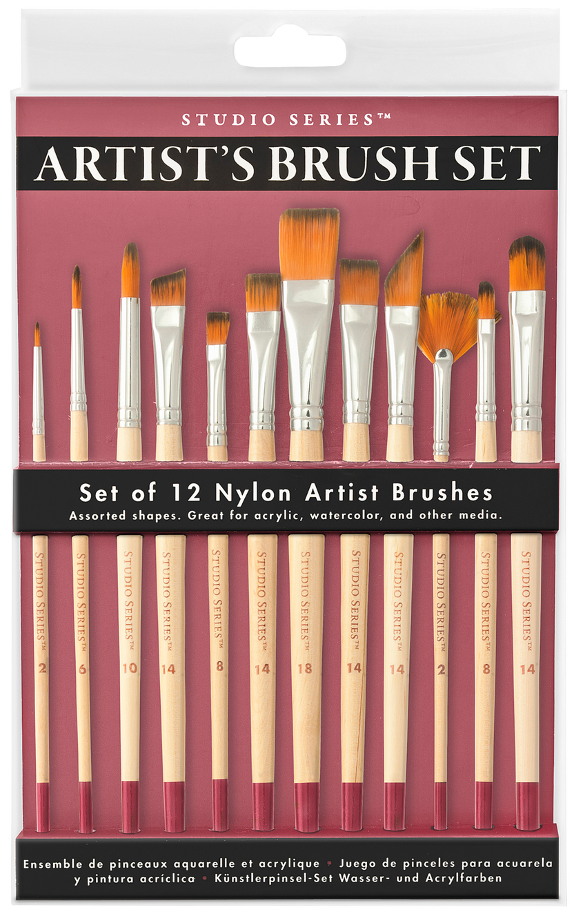 artist paintbrush set, professional paintbrush set, watercolor brushes, acrylic paintbrushes, mixed media art supplies, studio series brush set, paintbrush kit for beginners, fine detail art brushes, broad wash brushes, fan brush, angled shader, flat rake brush, dagger brush, versatile paintbrush set, painting tools for artists
