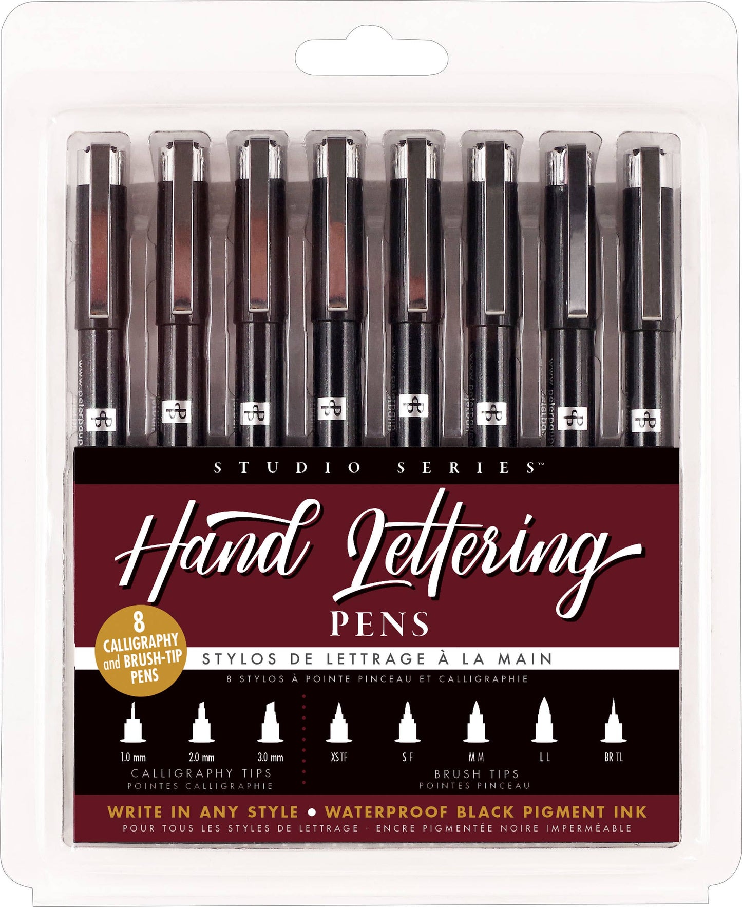 hand lettering pens set, brush pens for calligraphy, waterproof black ink pens, calligraphy pen set for beginners, studio series lettering tools, fine tip brush pens, fade-resistant art pens, acid-free black ink pens, drawing pens for planners, illustration pens for artists, brush calligraphy tools, journaling and hand lettering supplies