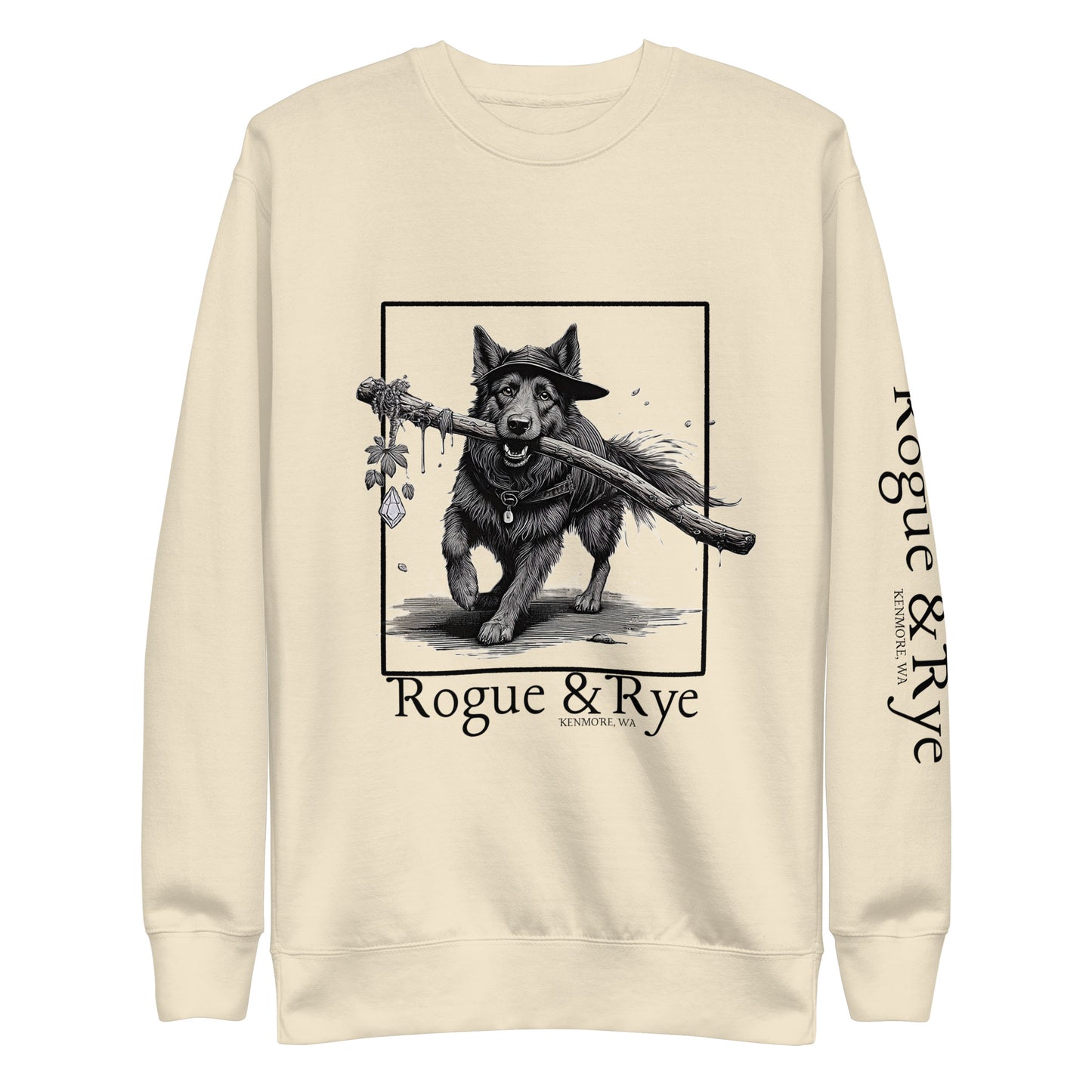druid dog sweatshirt, forest druid sweatshirt, unisex premium fleece, fantasy dog lover gift, cozy trail-ready sweatshirt, rogue and rye apparel, dog inspired nature sweatshirt, RPG druid clothing, rustic outdoor sweatshirt, soft cotton fleece pullover, gamer gift clothing, woodland dog sweatshirt, hiking dog gear, fantasy dog themed sweatshirt, cottagecore adventure sweatshirt