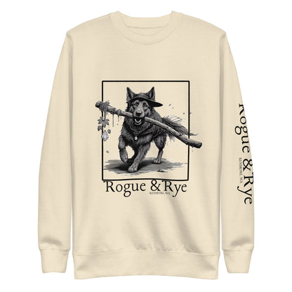 druid dog sweatshirt, forest druid sweatshirt, unisex premium fleece, fantasy dog lover gift, cozy trail-ready sweatshirt, rogue and rye apparel, dog inspired nature sweatshirt, RPG druid clothing, rustic outdoor sweatshirt, soft cotton fleece pullover, gamer gift clothing, woodland dog sweatshirt, hiking dog gear, fantasy dog themed sweatshirt, cottagecore adventure sweatshirt