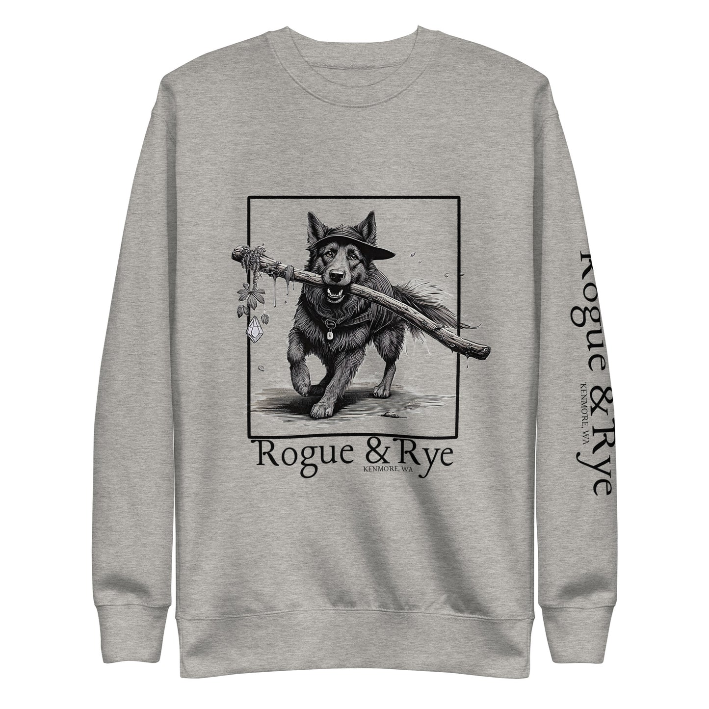 druid dog sweatshirt, forest druid sweatshirt, unisex premium fleece, fantasy dog lover gift, cozy trail-ready sweatshirt, rogue and rye apparel, dog inspired nature sweatshirt, RPG druid clothing, rustic outdoor sweatshirt, soft cotton fleece pullover, gamer gift clothing, woodland dog sweatshirt, hiking dog gear, fantasy dog themed sweatshirt, cottagecore adventure sweatshirt