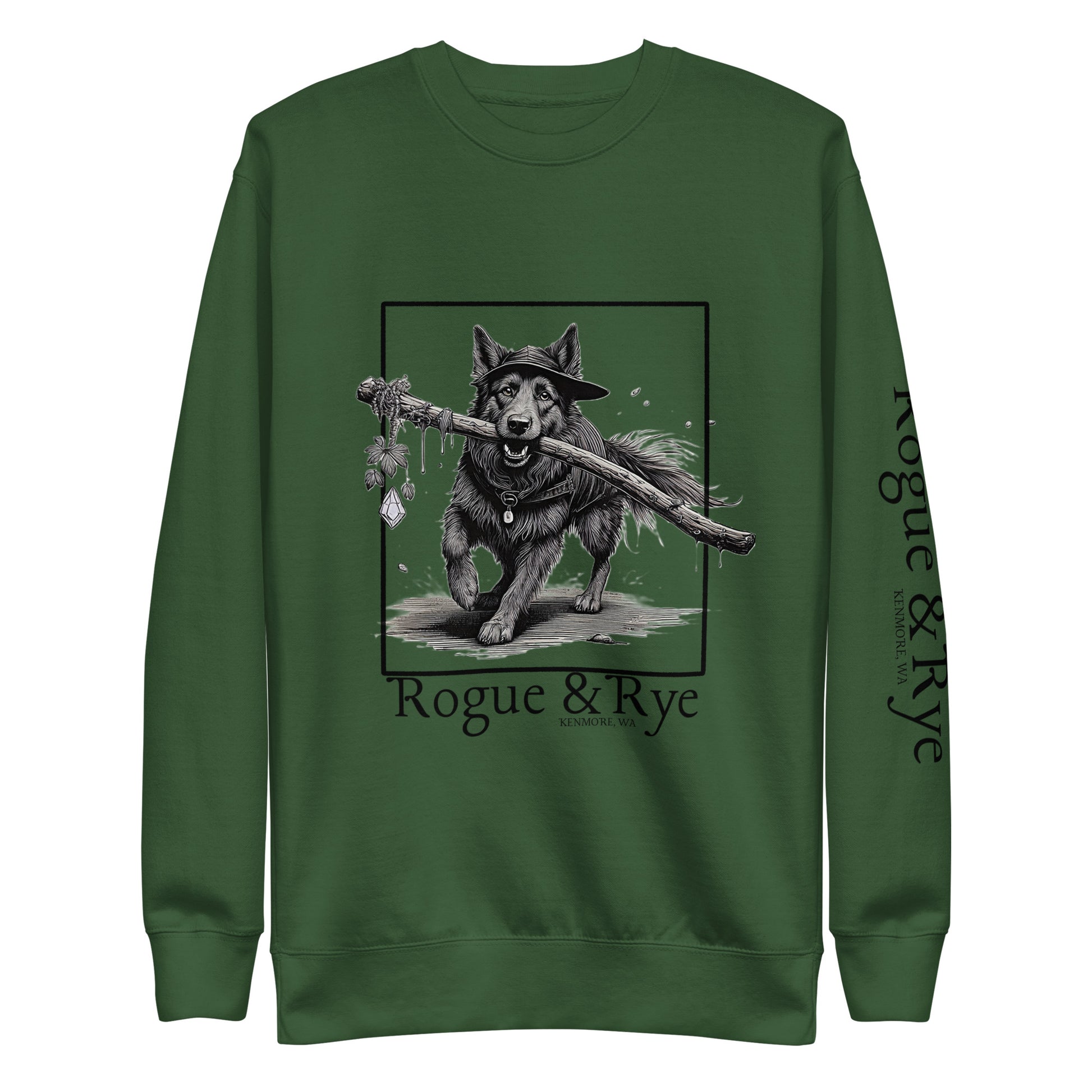 druid dog sweatshirt, forest druid sweatshirt, unisex premium fleece, fantasy dog lover gift, cozy trail-ready sweatshirt, rogue and rye apparel, dog inspired nature sweatshirt, RPG druid clothing, rustic outdoor sweatshirt, soft cotton fleece pullover, gamer gift clothing, woodland dog sweatshirt, hiking dog gear, fantasy dog themed sweatshirt, cottagecore adventure sweatshirt