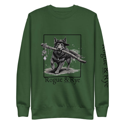 druid dog sweatshirt, forest druid sweatshirt, unisex premium fleece, fantasy dog lover gift, cozy trail-ready sweatshirt, rogue and rye apparel, dog inspired nature sweatshirt, RPG druid clothing, rustic outdoor sweatshirt, soft cotton fleece pullover, gamer gift clothing, woodland dog sweatshirt, hiking dog gear, fantasy dog themed sweatshirt, cottagecore adventure sweatshirt