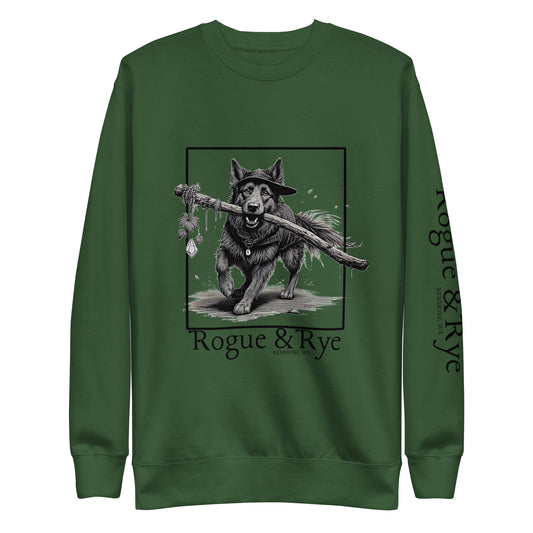 druid dog sweatshirt, forest druid sweatshirt, unisex premium fleece, fantasy dog lover gift, cozy trail-ready sweatshirt, rogue and rye apparel, dog inspired nature sweatshirt, RPG druid clothing, rustic outdoor sweatshirt, soft cotton fleece pullover, gamer gift clothing, woodland dog sweatshirt, hiking dog gear, fantasy dog themed sweatshirt, cottagecore adventure sweatshirt