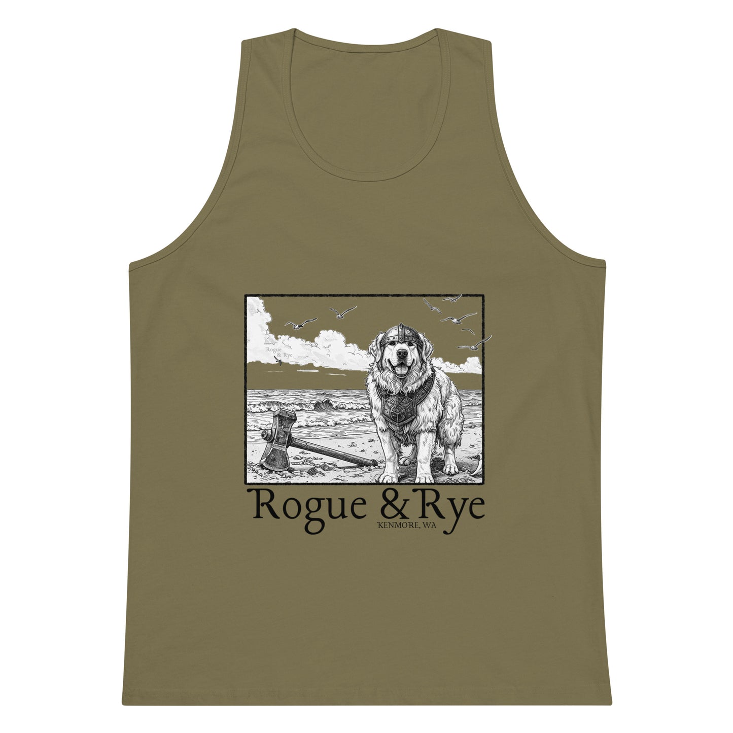 The Herald tank top, unisex RPG tank, Great Pyrenees inspired tank, Rogue & Rye tank, fantasy workout tank, adventure-ready tank top, sleeveless gamer shirt, premium cotton tank, soft RPG tank for summer, sleeveless fantasy apparel, durable RPG-themed tank, relaxed fit tank for adventurers, breathable questwear, guardian character tank top, DnD player gear