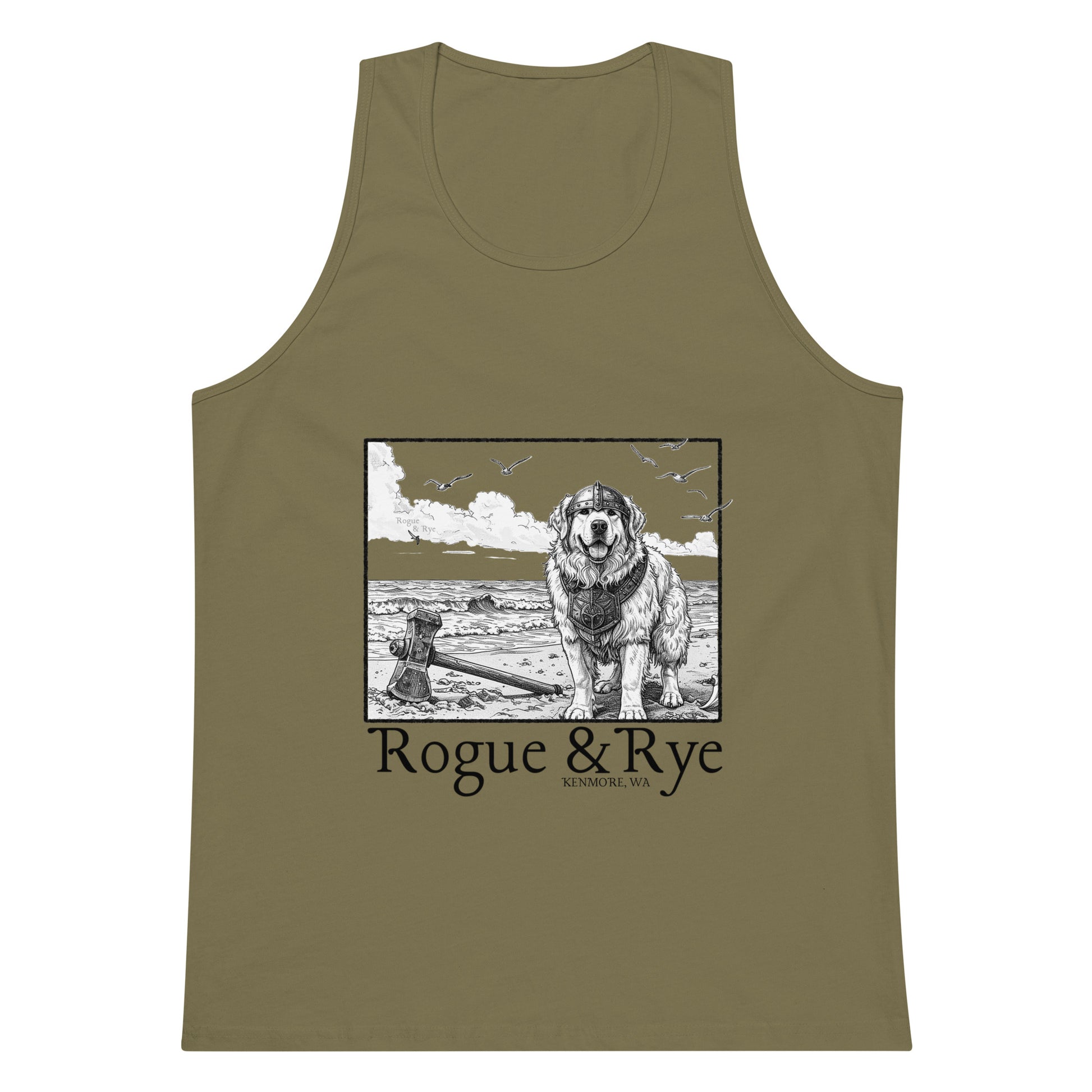 The Herald tank top, unisex RPG tank, Great Pyrenees inspired tank, Rogue & Rye tank, fantasy workout tank, adventure-ready tank top, sleeveless gamer shirt, premium cotton tank, soft RPG tank for summer, sleeveless fantasy apparel, durable RPG-themed tank, relaxed fit tank for adventurers, breathable questwear, guardian character tank top, DnD player gear