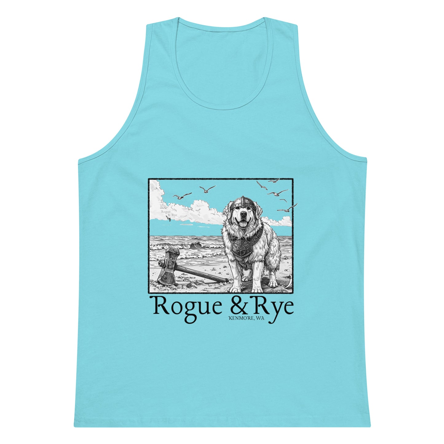 The Herald tank top, unisex RPG tank, Great Pyrenees inspired tank, Rogue & Rye tank, fantasy workout tank, adventure-ready tank top, sleeveless gamer shirt, premium cotton tank, soft RPG tank for summer, sleeveless fantasy apparel, durable RPG-themed tank, relaxed fit tank for adventurers, breathable questwear, guardian character tank top, DnD player gear