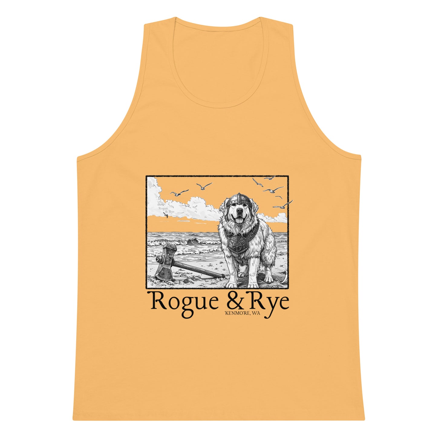 The Herald tank top, unisex RPG tank, Great Pyrenees inspired tank, Rogue & Rye tank, fantasy workout tank, adventure-ready tank top, sleeveless gamer shirt, premium cotton tank, soft RPG tank for summer, sleeveless fantasy apparel, durable RPG-themed tank, relaxed fit tank for adventurers, breathable questwear, guardian character tank top, DnD player gear